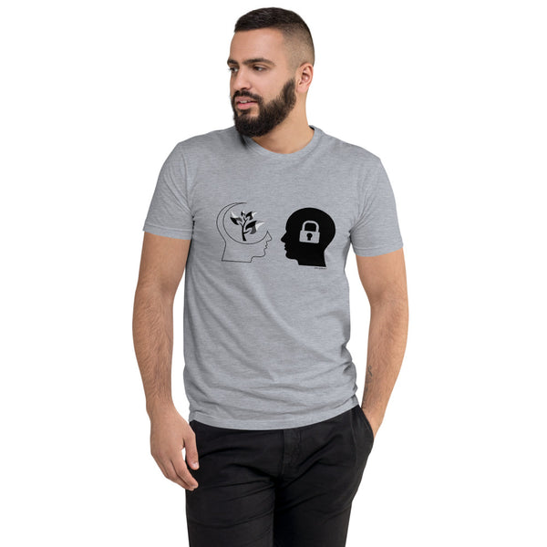 Open or closed mindset men's fitted tee - 9 odesigns
