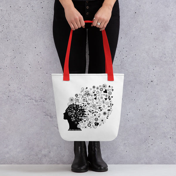 Open your mind shoulder tote bag - 9 odesigns