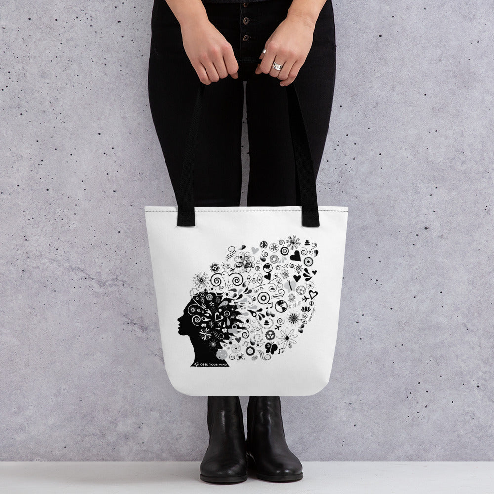 Open your mind shoulder tote bag - 9 odesigns