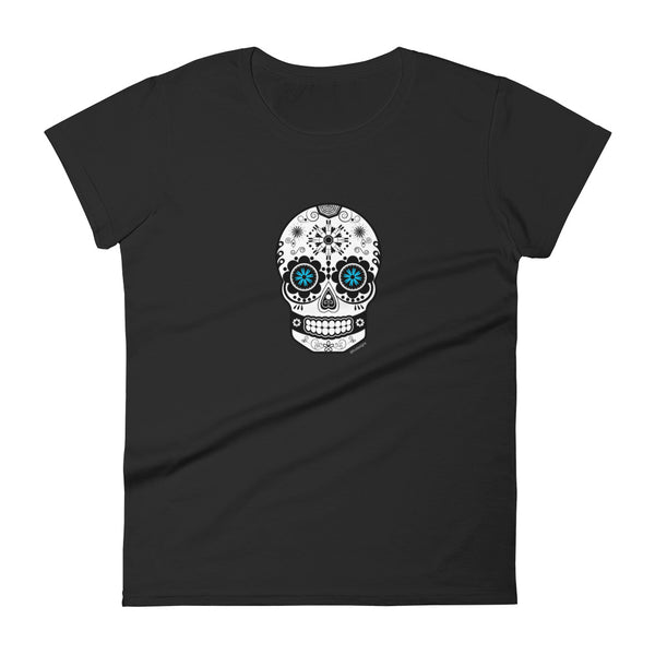Special edition Sugar skull women's fashion fit black tee - 9 odesigns